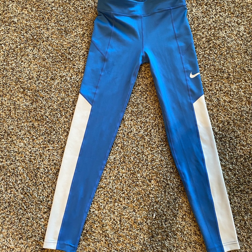 Nike Girls Training Tight Leggings - Blue/White